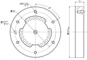 210kg Payload Robotic Arm QJR210-1 End Installation Dimension Drawing