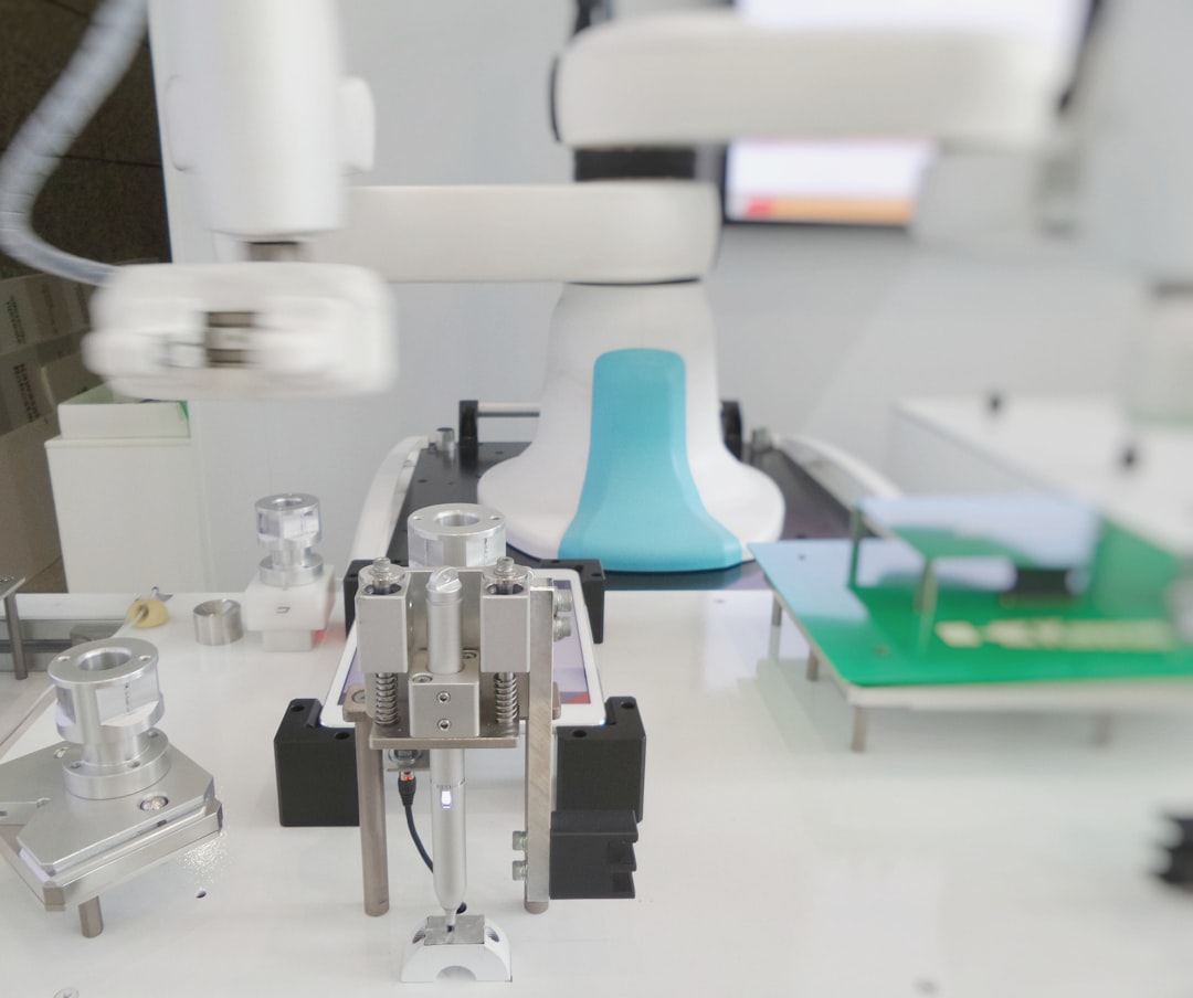 AI vision-guided industrial robot automation system in a factory setting