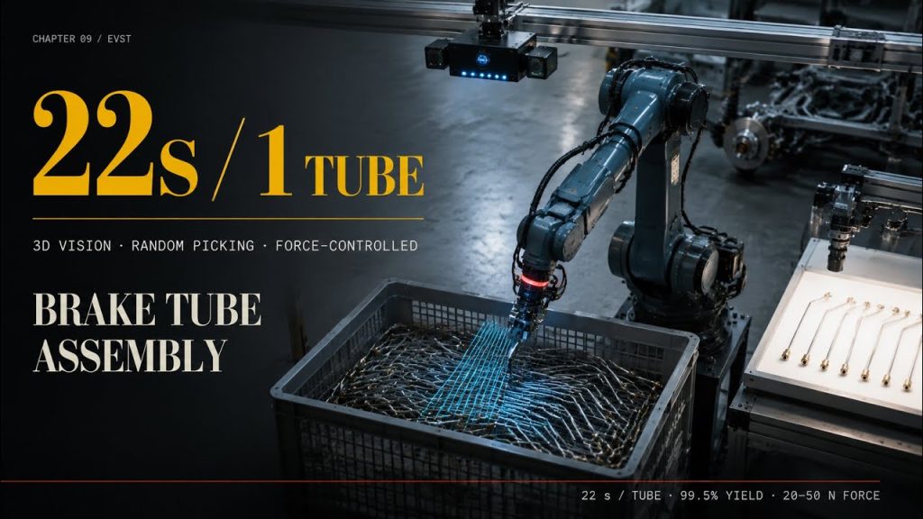 3D vision-guided brake tube assembly automation with six-axis robot force control and inline inspection
