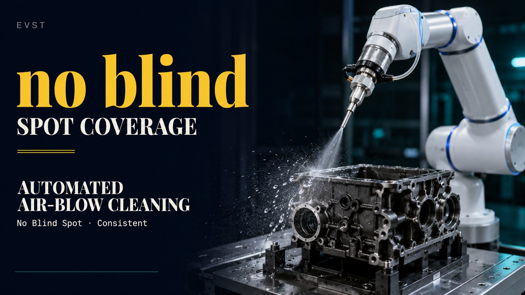 Collaborative Robot Automated Cleaning & Air-Blow Cell — Engine Parts