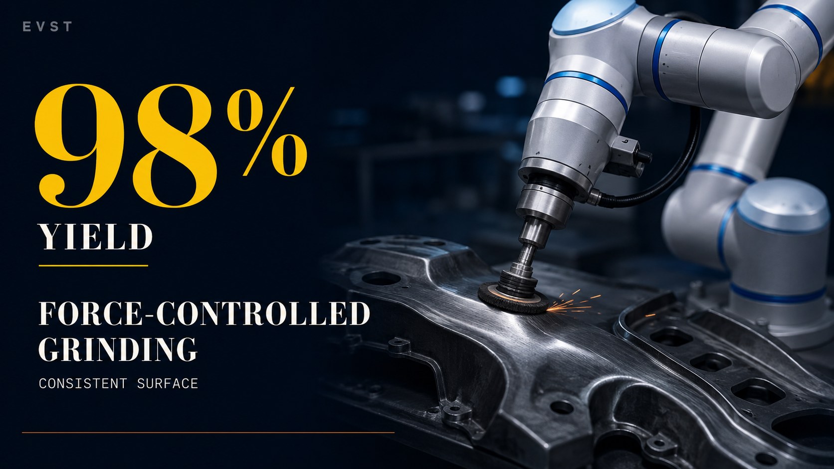 Collaborative Robot Force-Controlled Grinding & Polishing — Consistent Surface