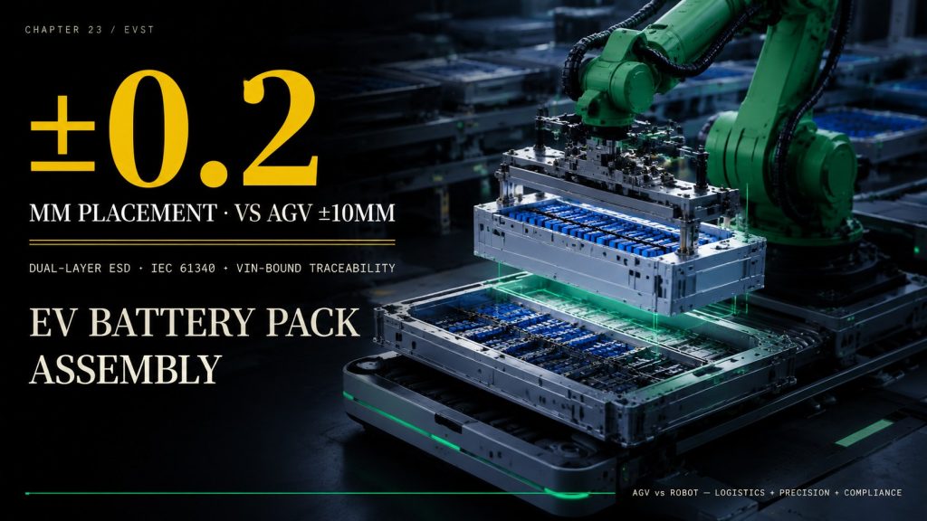 Your EV Battery PACK Line Has Two Compliance Gates — ESD and VIN. An AGV Alone Clears Neither.