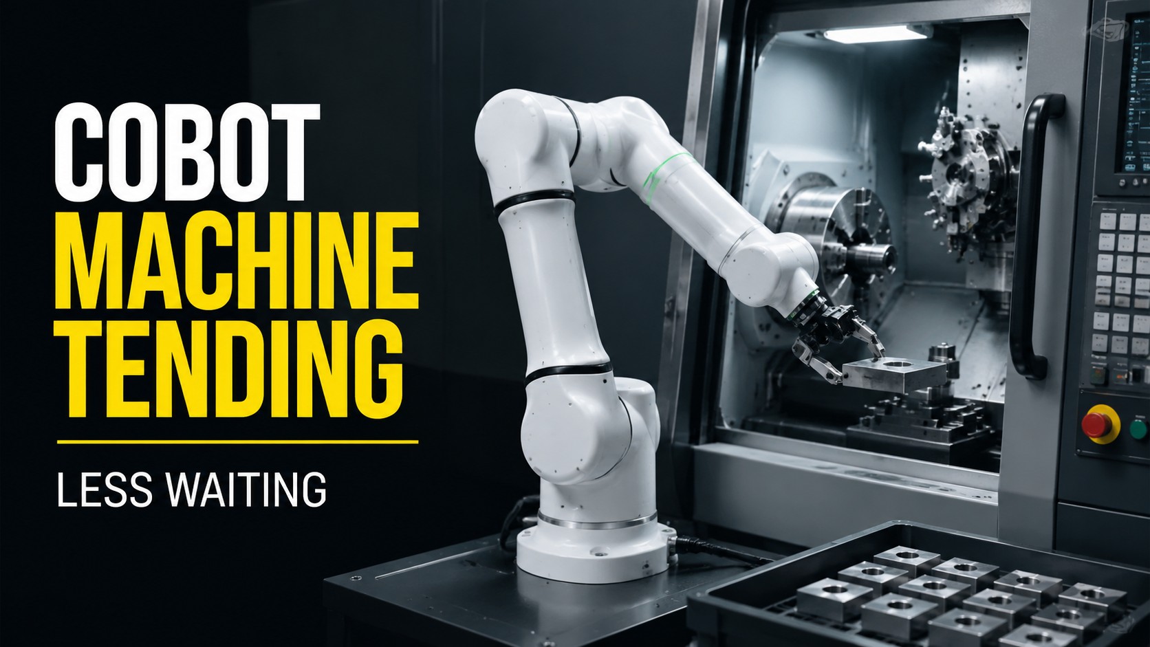 Cobot machine tending cell for CNC loading and unloading