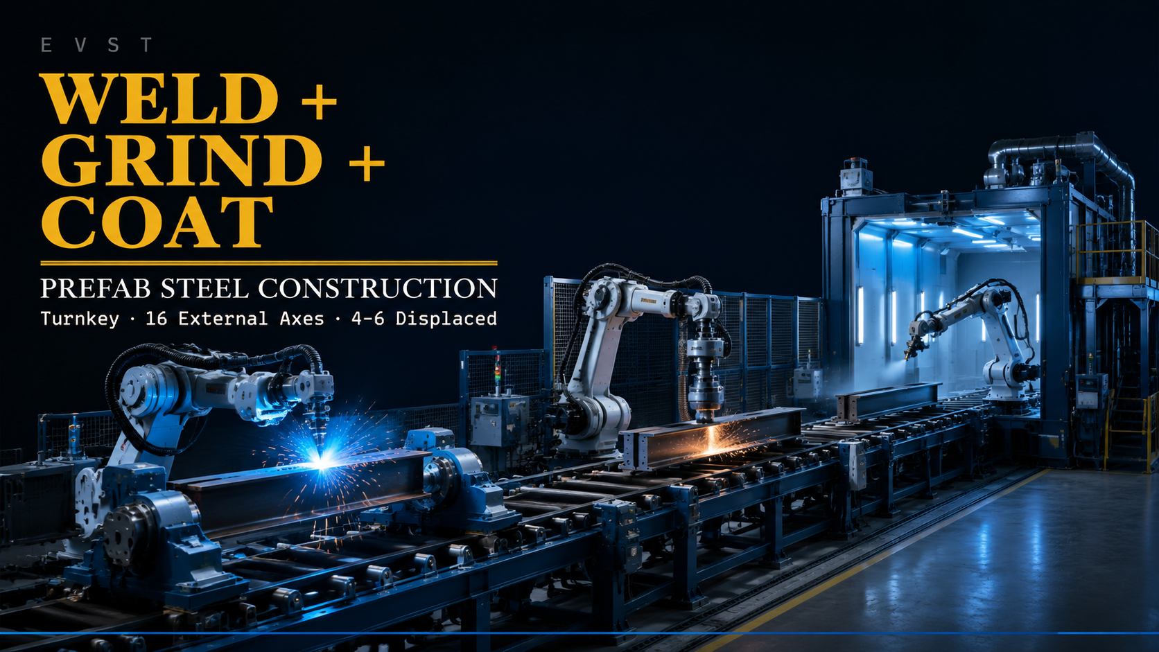prefab steel construction turnkey weld grind coat line