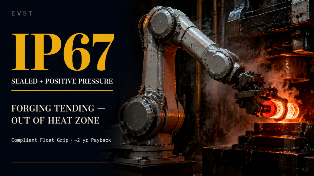 robot forging tending ip67 out of heat zone