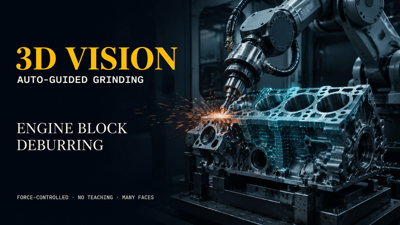 robotic 3d vision grinding deburring engine blocks