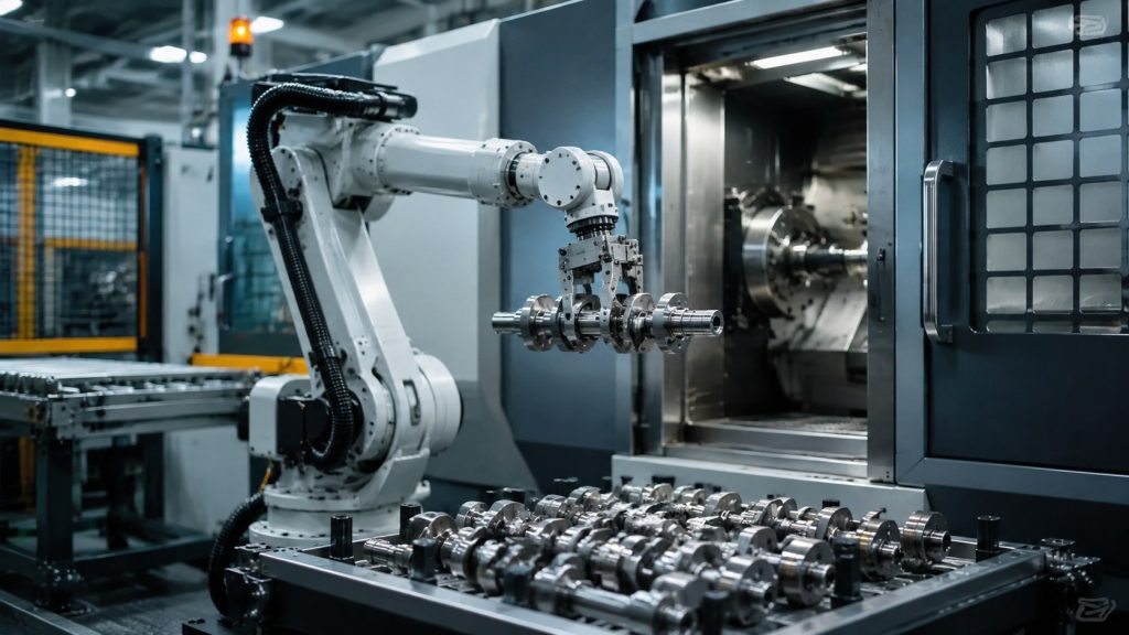 Crankshaft Machine Tending Cell: Align Grip Posture, CNC Takt, And Buffer Position