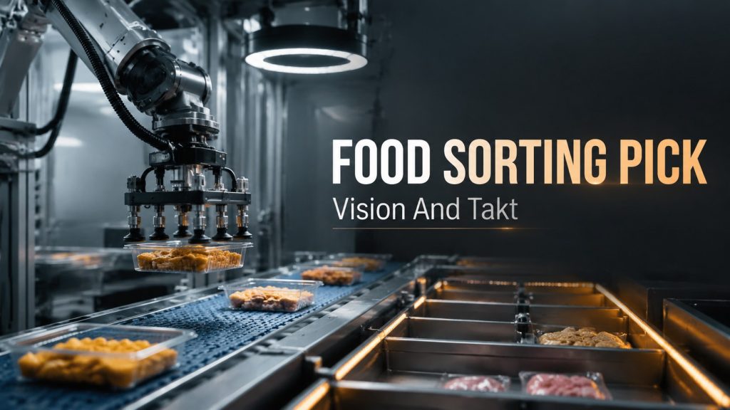Food Sorting Robot Picking Cell: Control Vision, Grip, Conveyor Takt, And Placement Accuracy