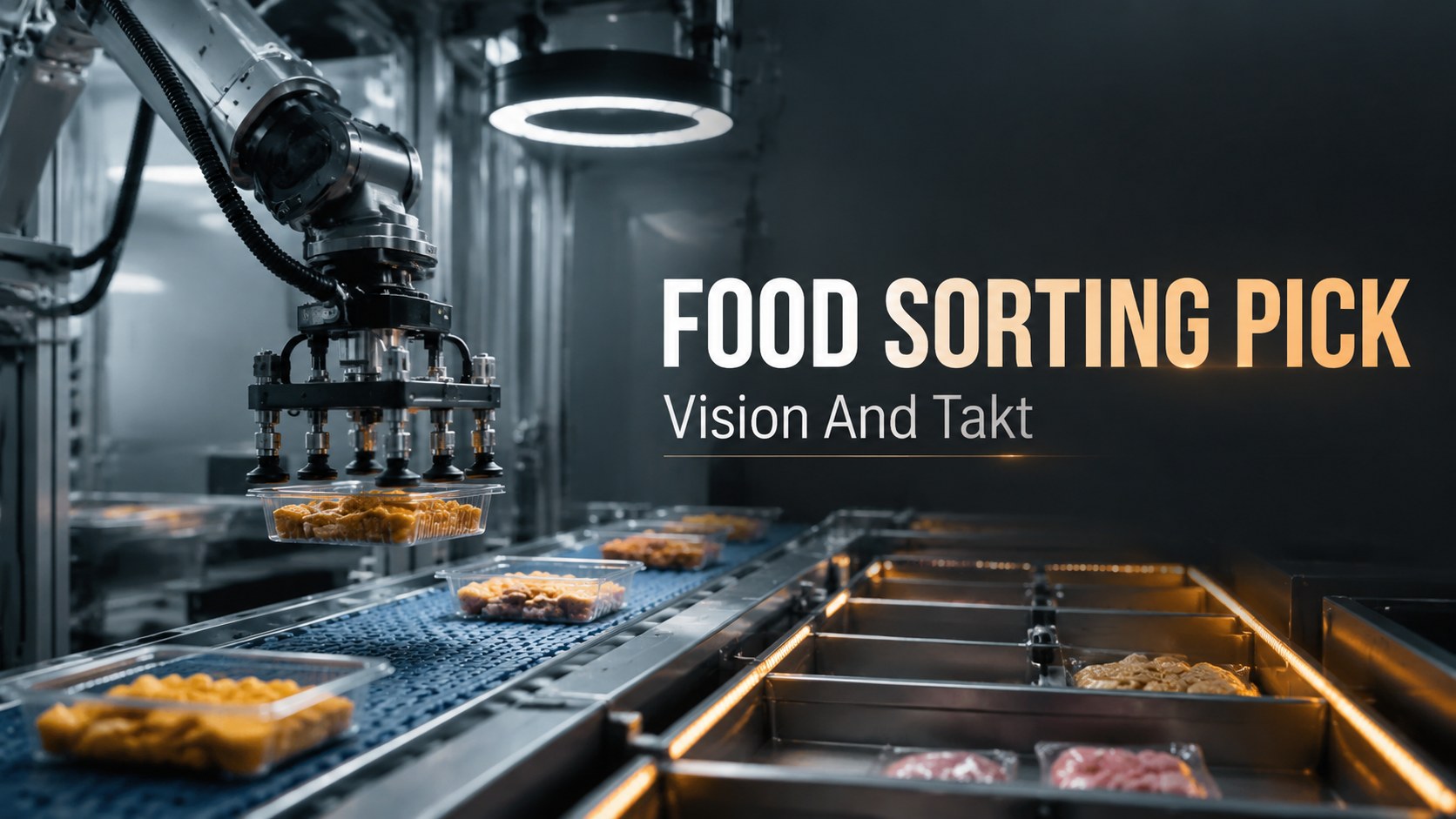 Food Sorting Robot Picking Cell: Control Vision, Grip, Conveyor Takt, And Placement Accuracy