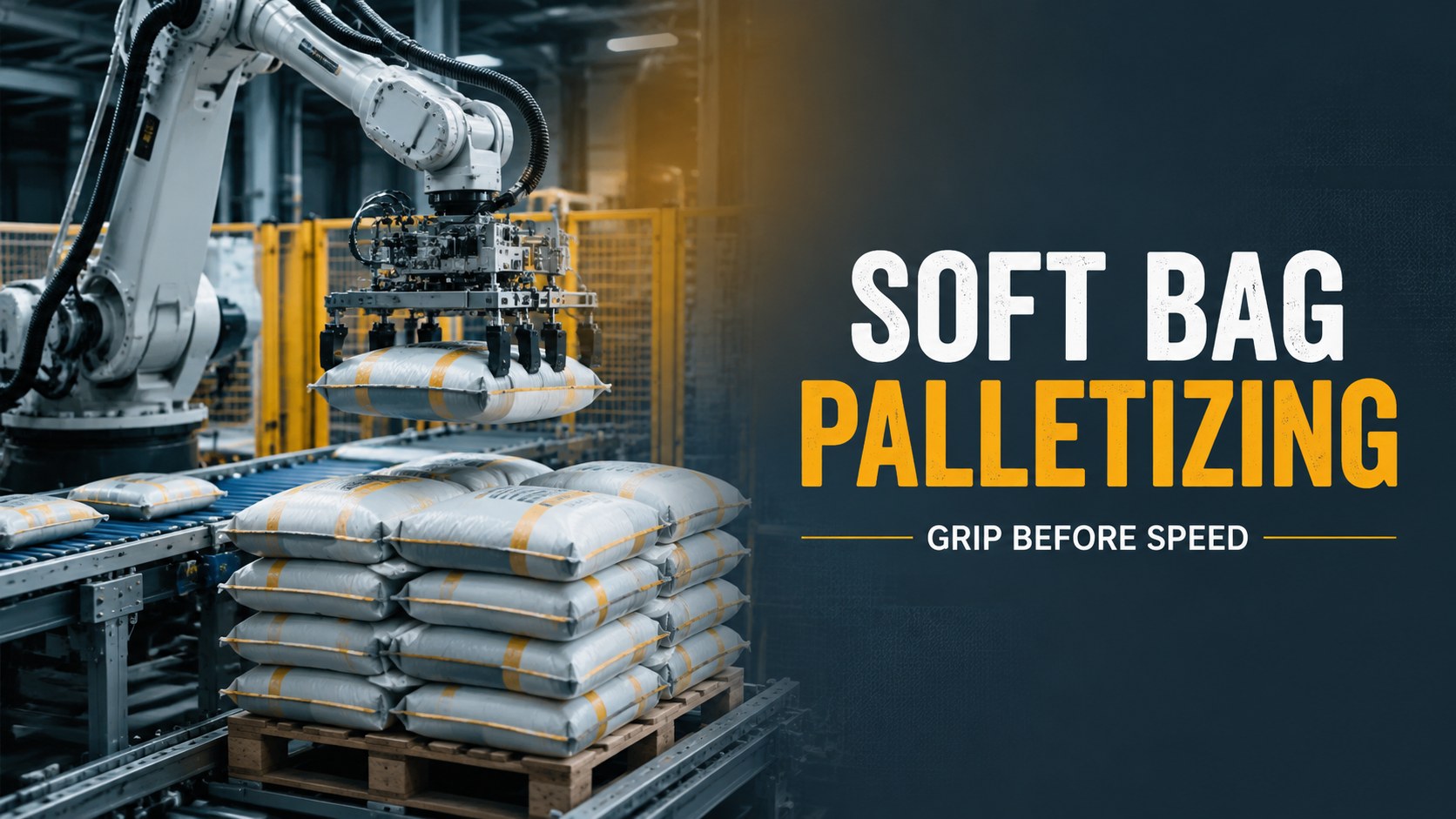 Soft Bag Palletizing Robot Cell: Stabilize Grip Posture Before Speed
