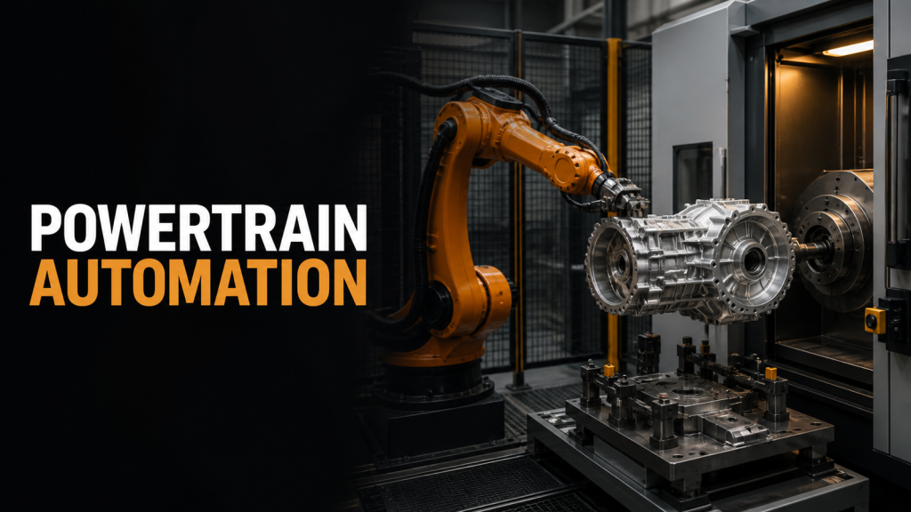 Editorial industrial automation illustration for Automotive Powertrain Automation: Interface Checklist