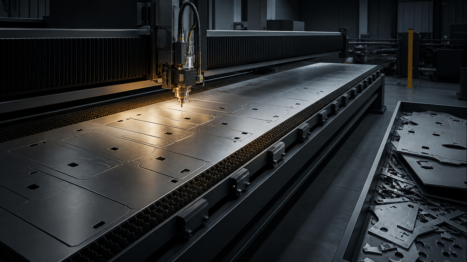 Editorial industrial automation illustration for Long Sheet Cutting Automation Acceptance