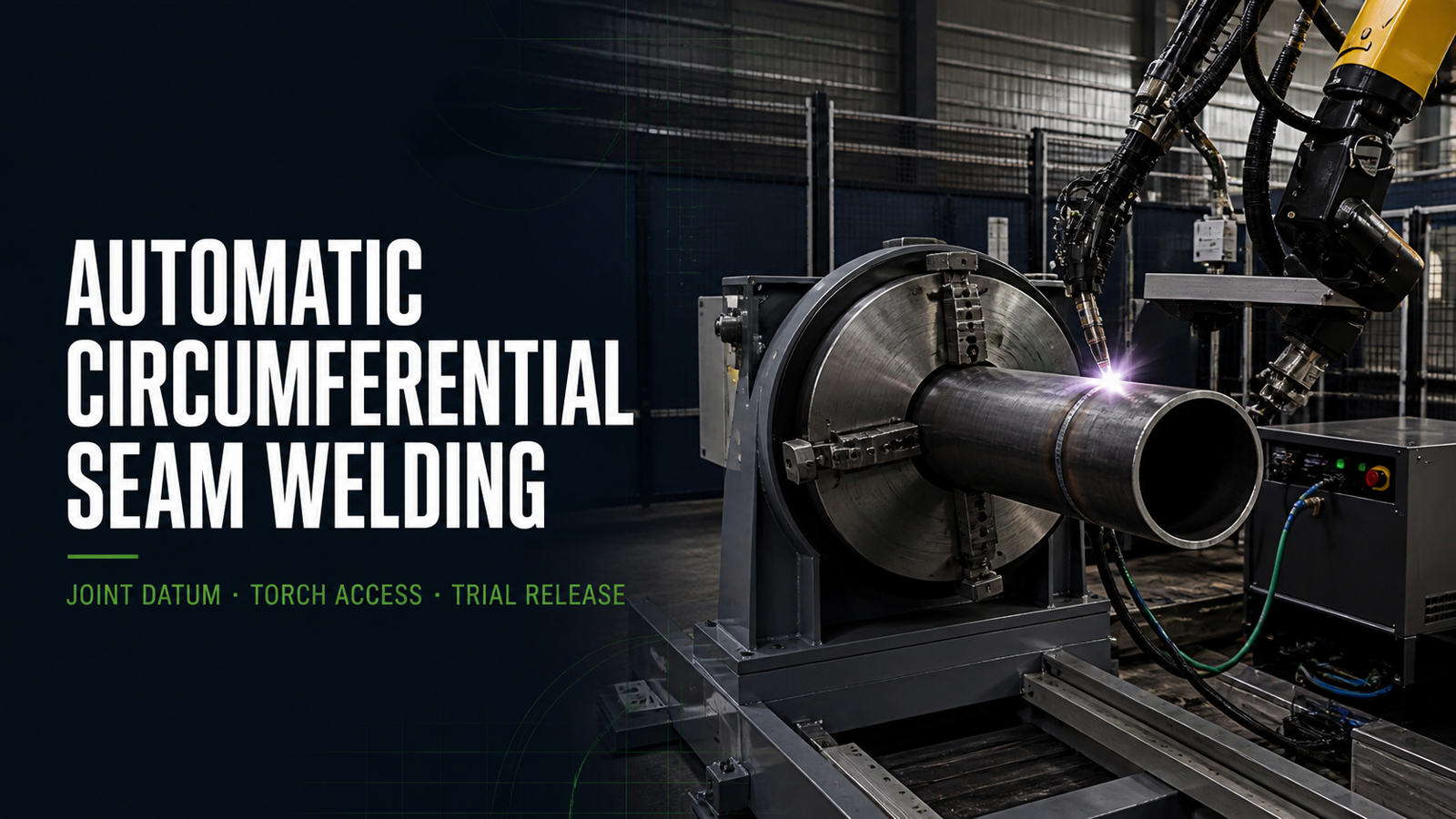 Editorial industrial automation illustration for Automatic Circumferential Seam Welding: Stabilize the Joint