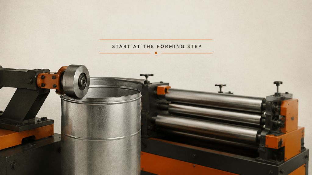 Editorial industrial automation illustration for HVAC Duct Manufacturing: Start at the Forming Step