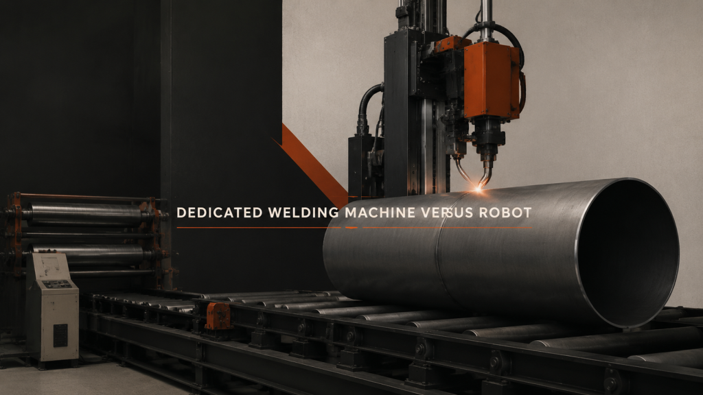 Editorial industrial automation illustration for Dedicated Welding Machine or Robot: Is the Product Settled?