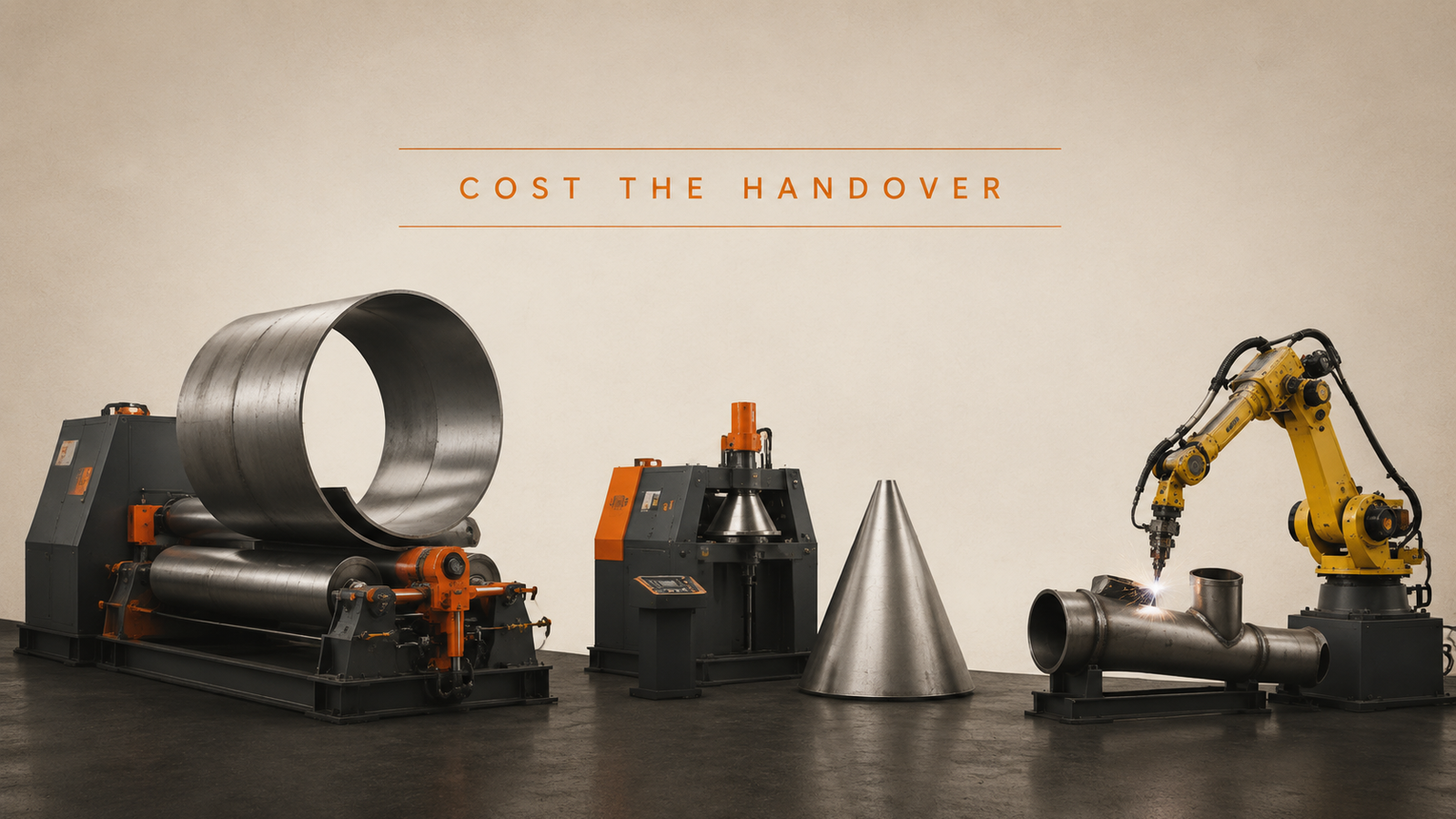 Editorial industrial automation illustration for Prefabrication Automation: Cost the Handover