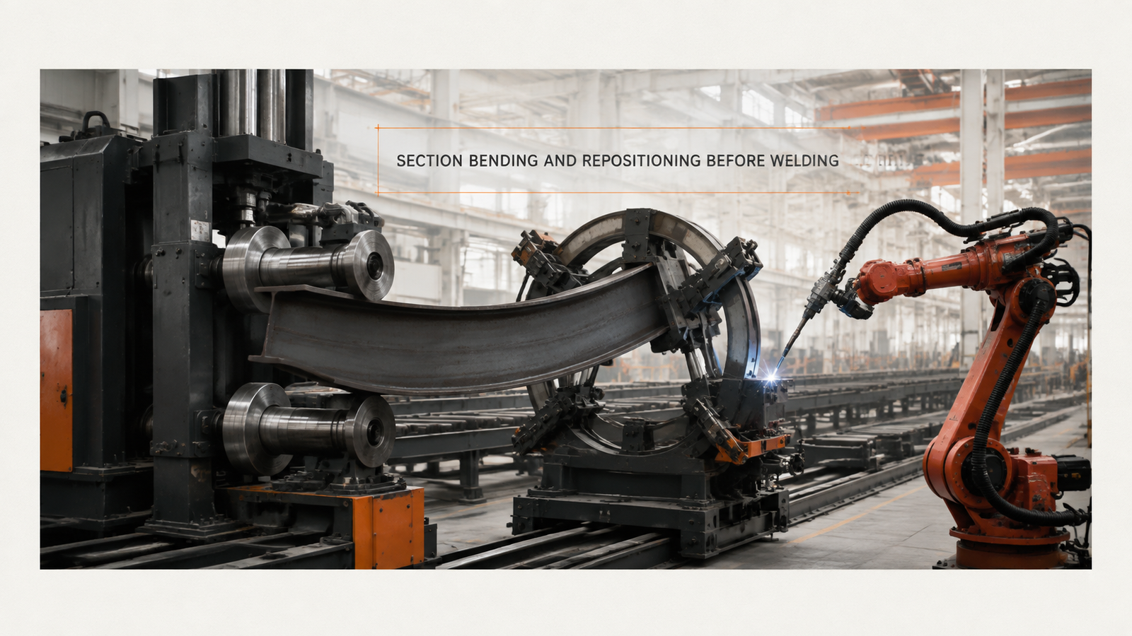 Editorial industrial automation illustration for After Cold Bending, the Part Has to Be Located Again