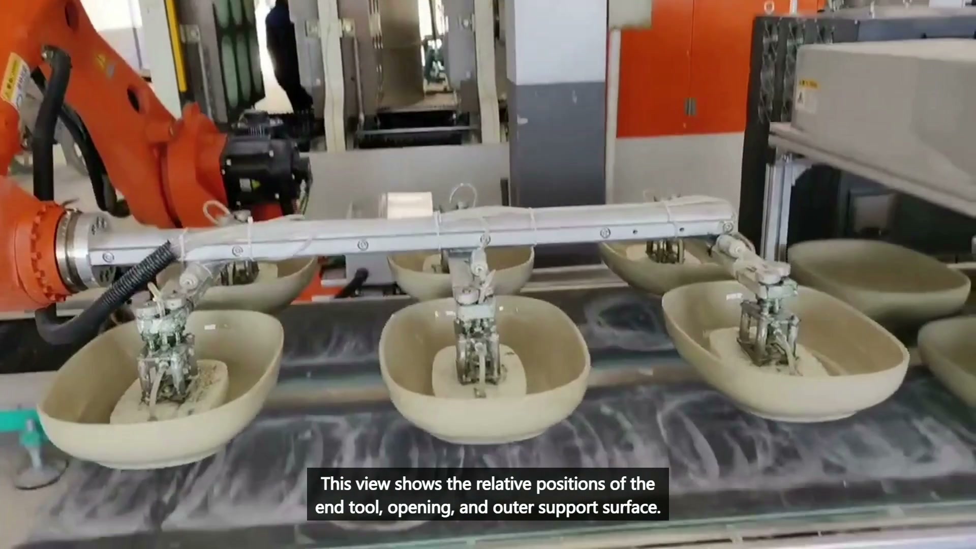 Multiple tool contact positions aligned with bowl-shaped parts