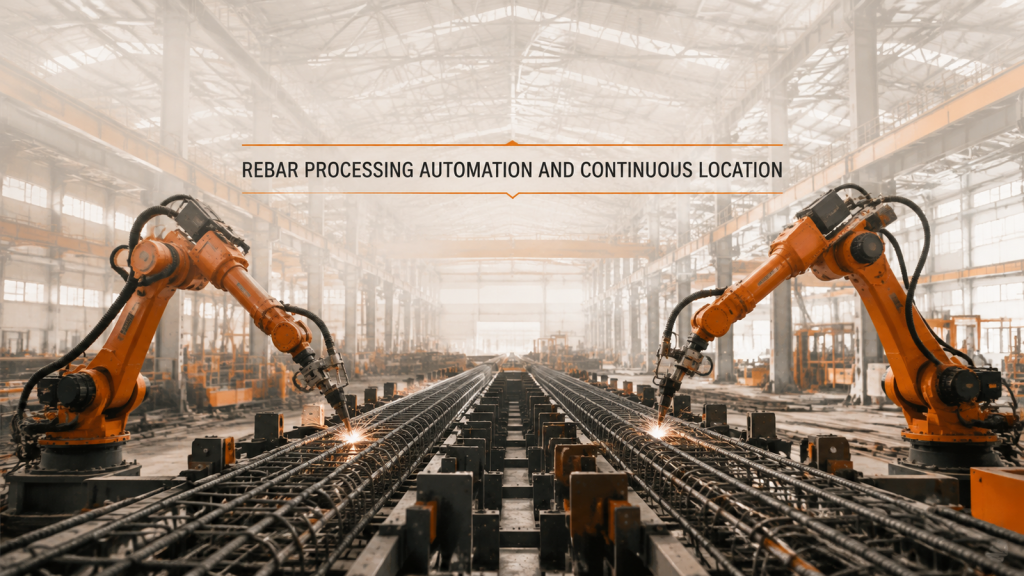 Editorial industrial automation illustration for Rebar Processing Automation: Locate Before Transfer