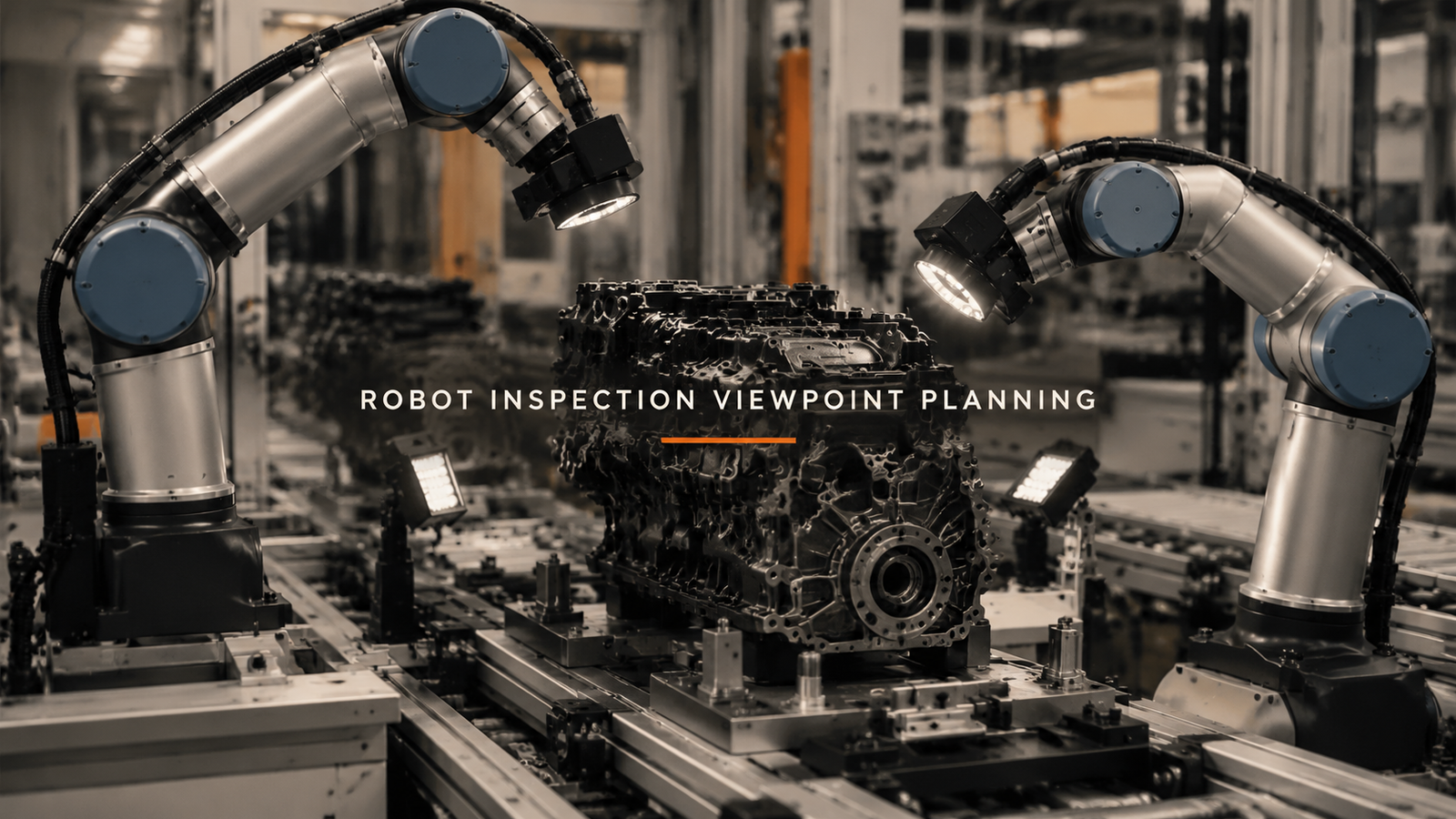 Editorial industrial automation illustration for Robot Inspection Viewpoint Planning