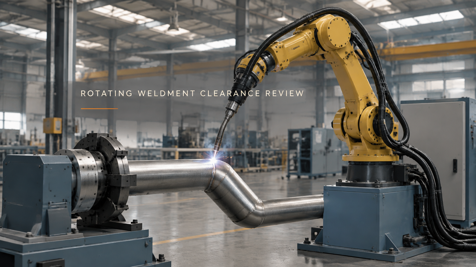 Editorial industrial automation illustration for Rotating Weldment Clearance Review