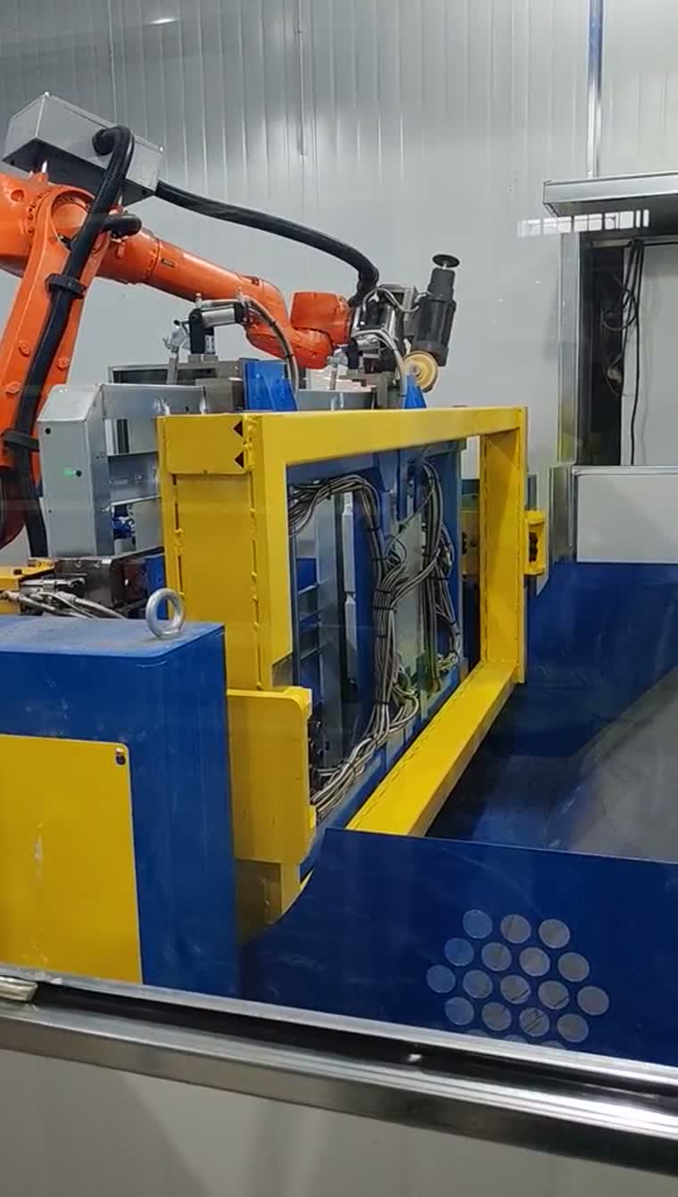 Robot and frame fixture for post-weld processing