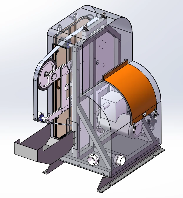 Section view of a standard contact-wheel finishing module