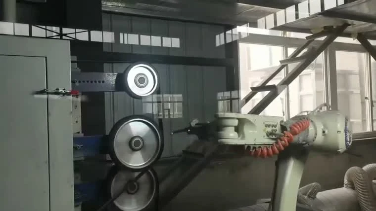 Robot-held aluminum brake lever against a fixed contact wheel
