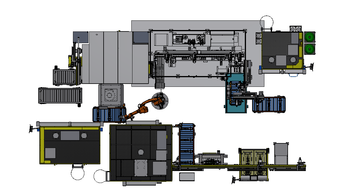 Top-view layout of the front shock absorber welding production line