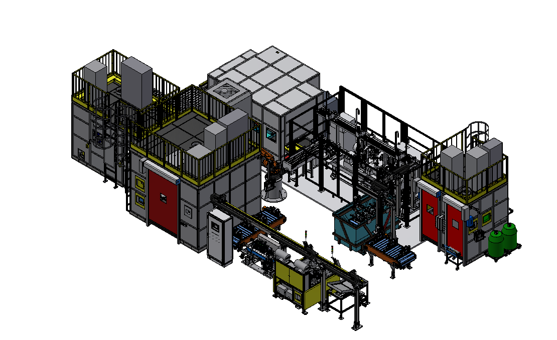 Isometric layout of the front shock absorber intelligent welding production line