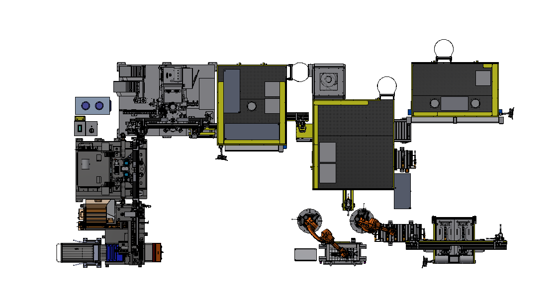 Top-view layout of the second shock absorber intelligent welding production line