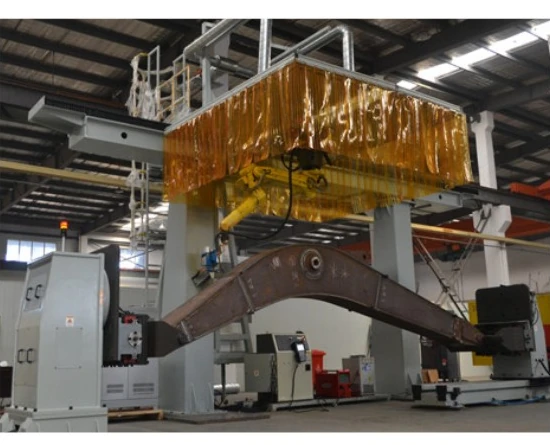 Robotic welding setup for construction equipment booms and beams