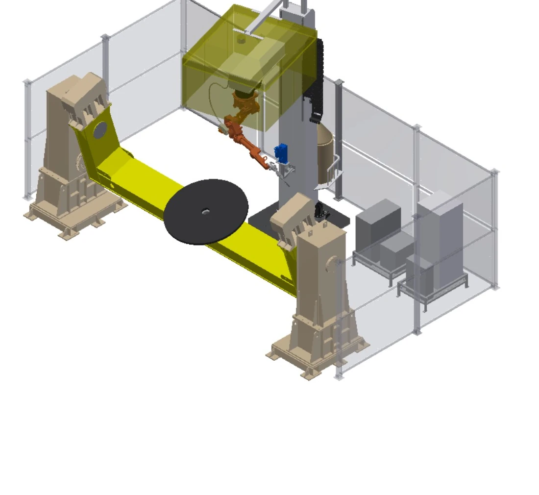 Rotating inverted C-frame workstation configuration rendering