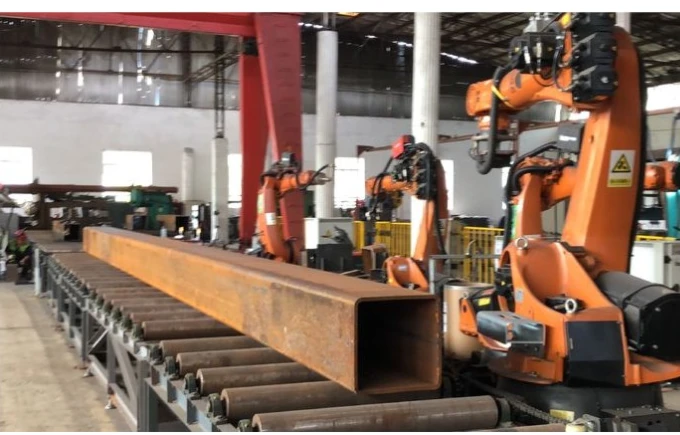 Robotic welding setup for steel structure sections