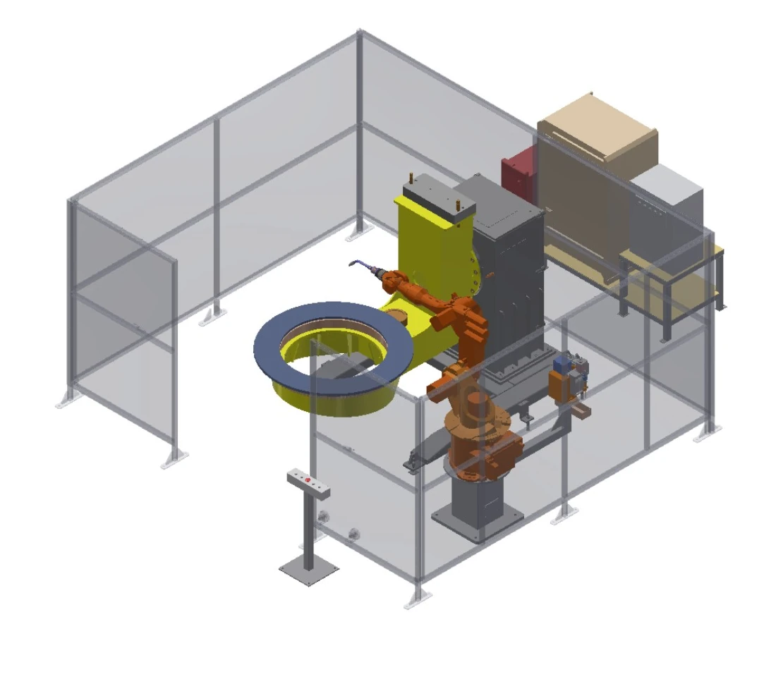 Two-axis L-positioner workstation configuration rendering