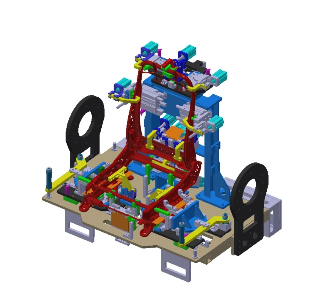Workpiece welding fixture rendering
