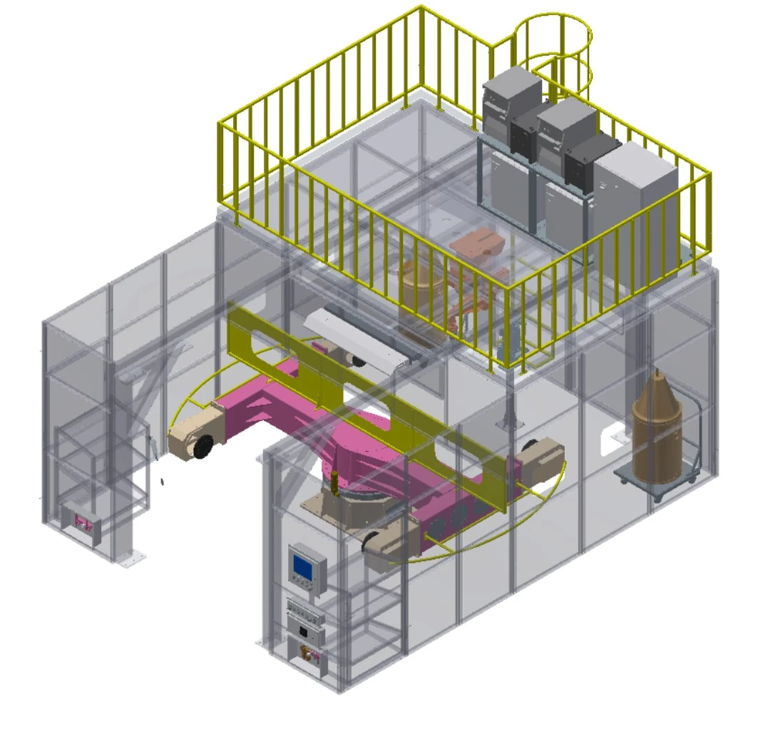 Horizontal three-axis positioning cell configuration rendering