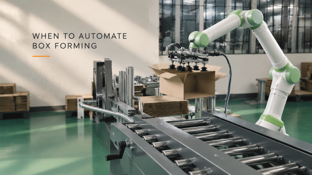 Editorial industrial automation illustration for Manual or Automated Carton Opening: What Work Will Actually Disappear?